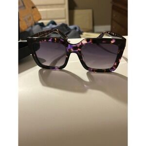 Carolina Lemke Purple Tortoise Square Oversized Sunglasses Gradient Lens Women